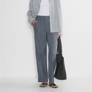 Babaton Slate Blue Straight-Leg High-Rise Trousers Mirror Crepe Babaton 00